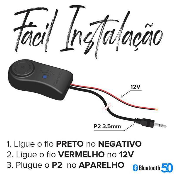 Imagem de Adaptador Receptor Áudio Bluetooth P2 Automotivo Som Carro