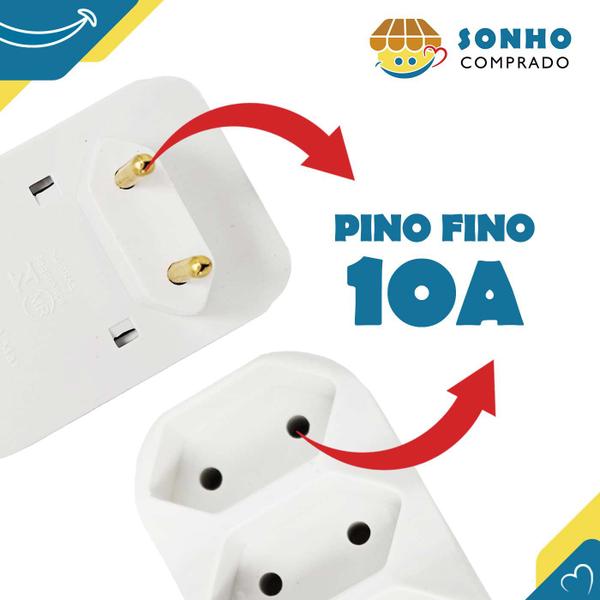 Imagem de Adaptador reto 3 saídas 2P 10A branco 1202053 FLP