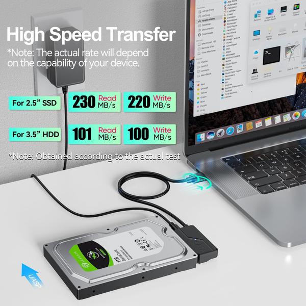 Imagem de Adaptador SATA para USB C CLAVOOP com alimentação para HDD SSD de 2,5 e 3,5 polegadas