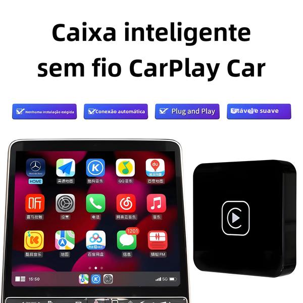 Imagem de Adaptador Sem Fio CarPlay e Android Auto - Mini Dongle para Audi, Toyota, Mazda, Nissan, Chevrolet e Suzuki