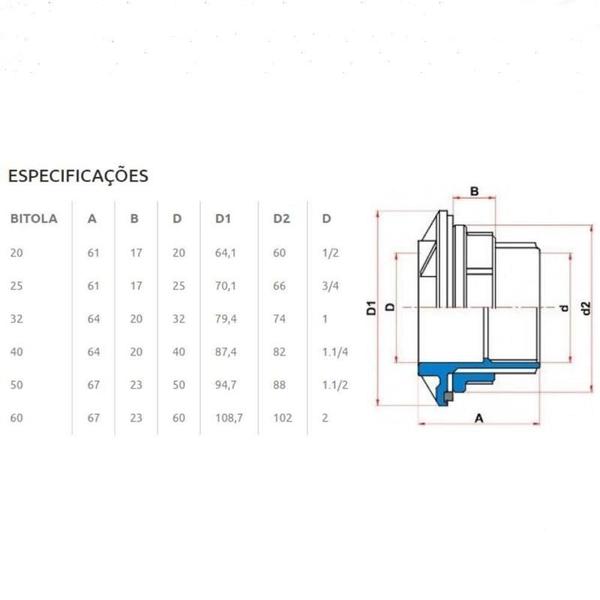 Imagem de Adaptador soldável com flange anel para caixa d'água de 40mm tigre