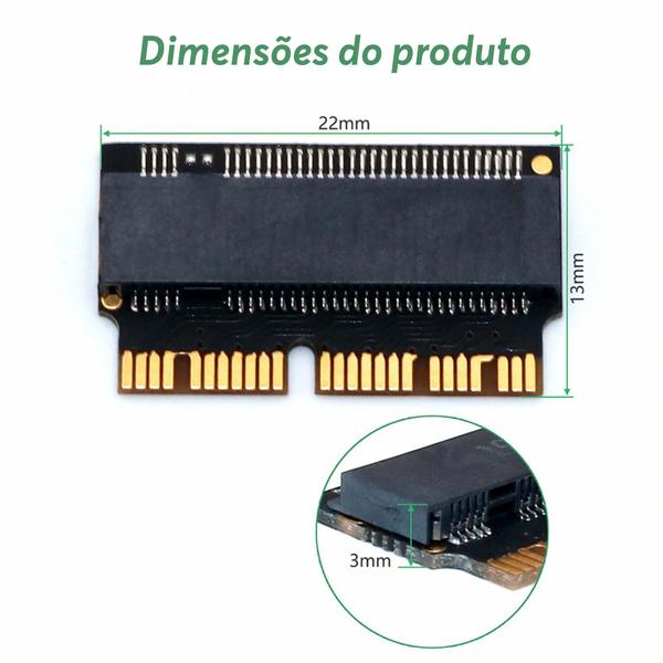 Imagem de Adaptador SSD M.2 M2 Mac NVME Macbook 2013 a 2017 Air Pro Retina 2013 2014 2015 2016 2017 Compatível 