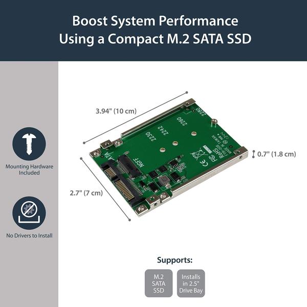 Imagem de Adaptador SSD M.2 SATA para 2.5 SATA StarTech.com 7 mm de altura