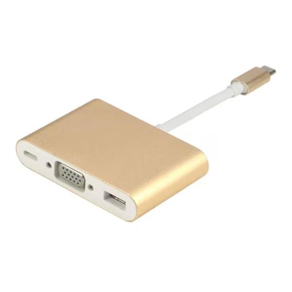 Imagem de Adaptador tipo c 3 em 1 usb-c vga thunderbolt 1080p usb 3.0 le-4119 itblue