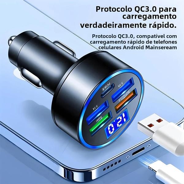 Imagem de Adaptador Tipo C Do Carregador De Carro USB De Carregamento Rápido PD 250W Para iPhone 13 pro Xiaomi