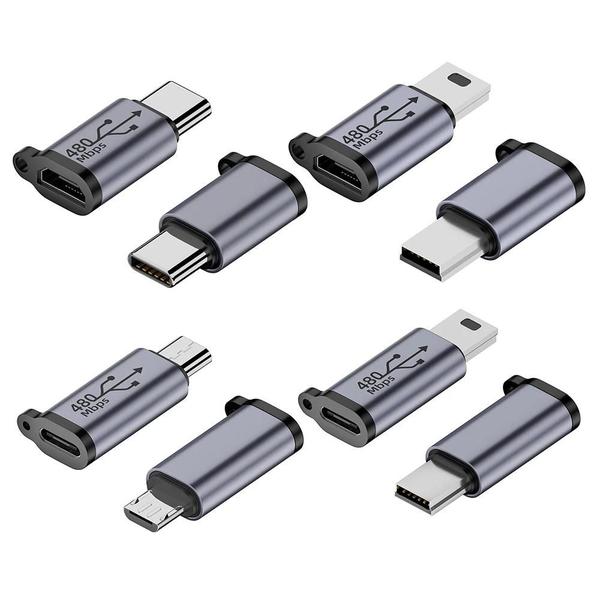 Imagem de Adaptador Tipo C Fêmea para Micro USB e Mini USB - Conector Fêmea