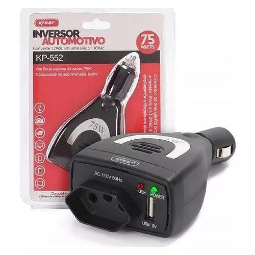 Imagem de Adaptador Tomada Carro 12v P/110v Usb Veicular Para Notebook