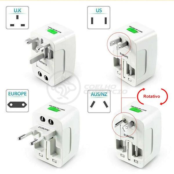 Imagem de Adaptador Tomada Universal Internacional Uk Eua Europa Asia