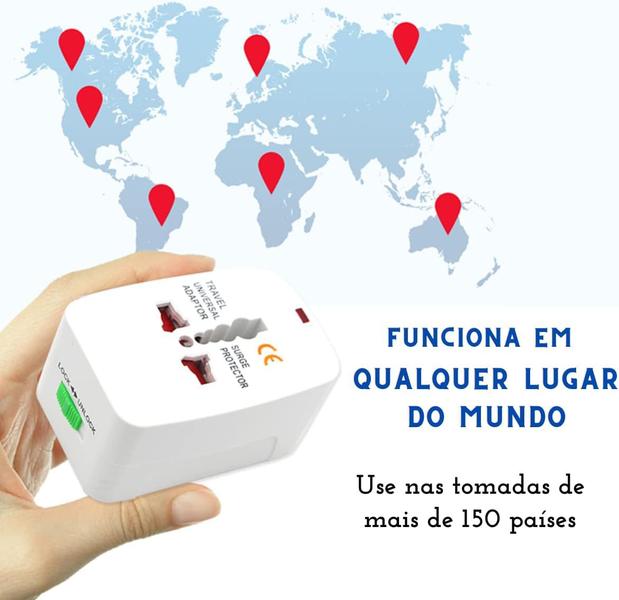 Imagem de Adaptador Tomada Universal Padrão 150 Países Viagem Bivolt