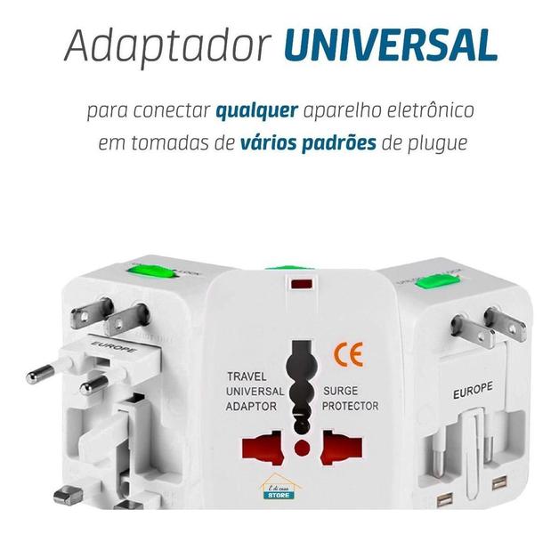 Imagem de Adaptador Tomada Universal Padrão Europeu Uk Eua Para Brasil