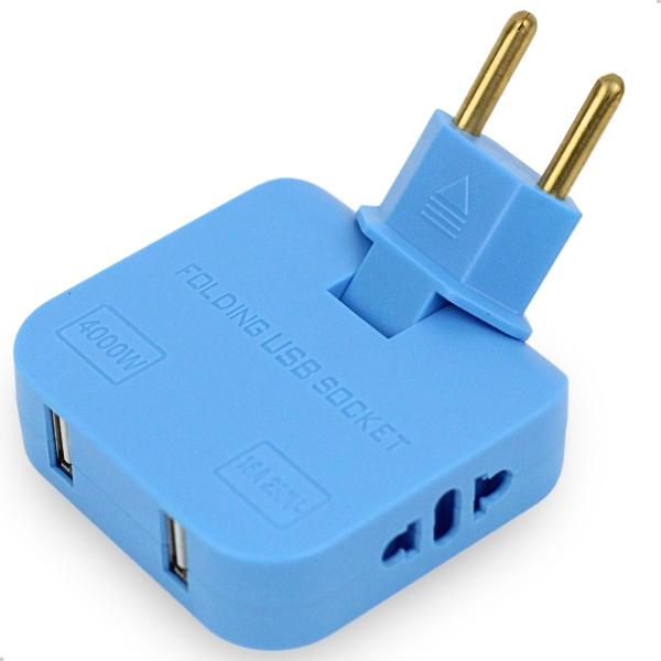 Imagem de Adaptador Tomada USB Dobrável Versátil 16 a 250V 4 Saídas