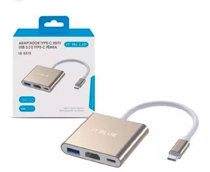 Imagem de Adaptador type-c HDTV usb 3.0 e type-c femea