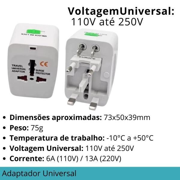 Imagem de Adaptador Universal Bivolt, Ideal para Viagens Internacionais