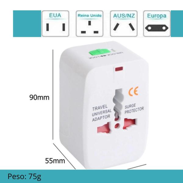 Imagem de Adaptador Universal Compacto com 2 com capa e Bivolt