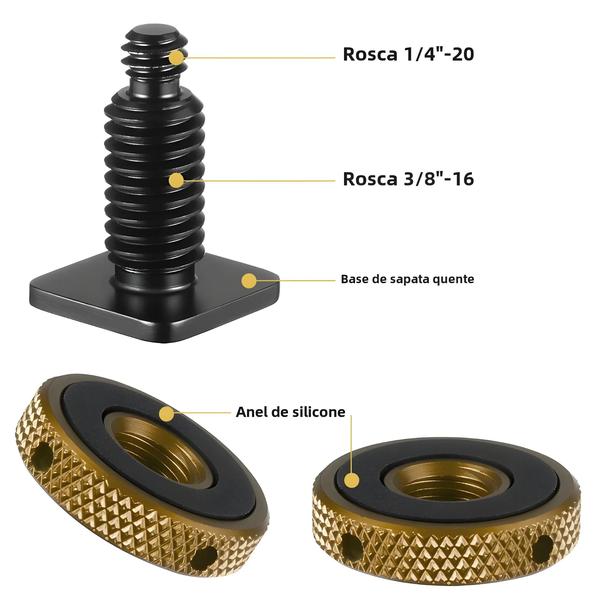 Imagem de Adaptador Universal de Sapata para Câmera DSLR e Sem Espelho - 1/4-20 e 3/8