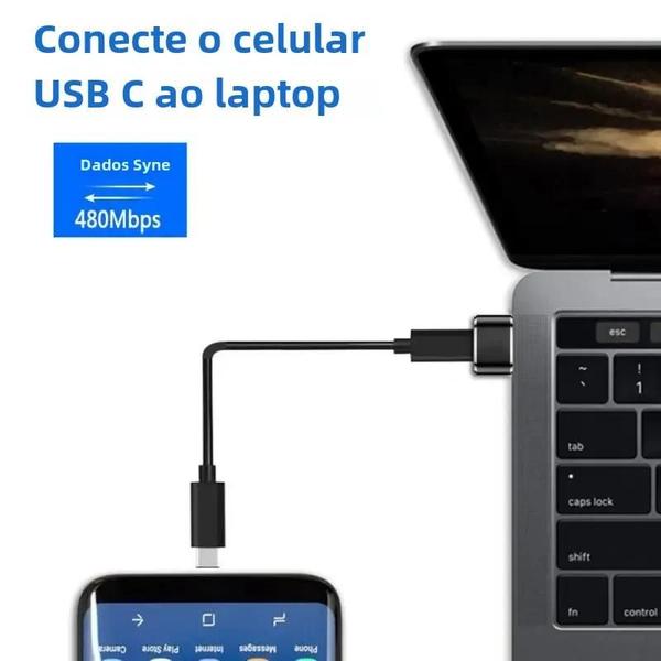 Imagem de Adaptador USB 2.0 Macho para USB-C Fêmea - Carregador para iPhone 15/14/13 Pro Max