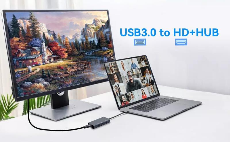 Imagem de Adaptador USB 3.0 para HDMI com docking station USB para monitor