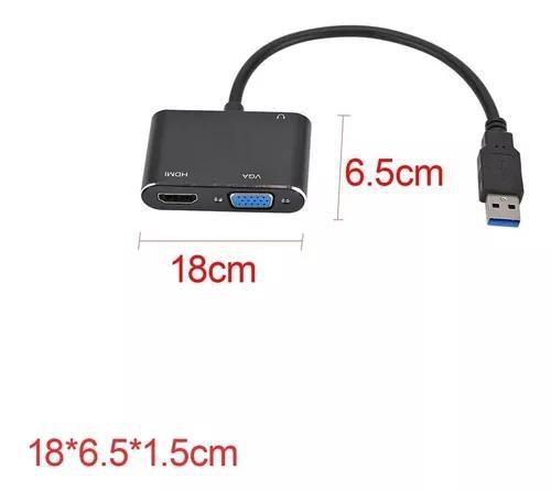 Imagem de Adaptador Usb 3.0 Para Hdmi/vga Com Áudio (p2) Full Hd 1080p