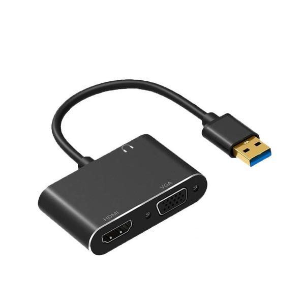 Vga Adapter Vga Hdmi Hub Adaptador USB Para VGA E HDMI Adaptador