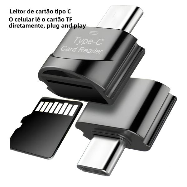 Imagem de Adaptador USB 3.0 Tipo C para iPhone, Samsung e Xiaomi - Leitor de Cartões Micro SD/TF