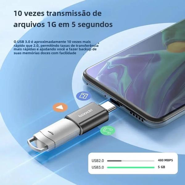 Imagem de Adaptador USB 3.0 Tipo C para Micro USB 2.0 - Conversor OTG para Macbook, Xiaomi e Samsung