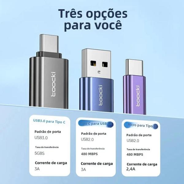 Imagem de Adaptador USB 3.0 Tipo C para Micro USB 2.0 - Conversor OTG para Macbook, Xiaomi e Samsung