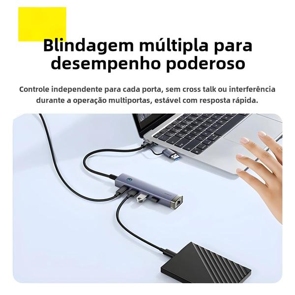 Adaptador USB-C 4 em 1 para Macbook - Hub com Ethernet Gigabit Imagem de Adaptador USB-C 4 em 1 para Macbook - Hub com Ethernet Gigabit