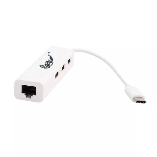 Imagem de Adaptador Usb-C Com 3 Saída Usb3.0 Rj45 P Notebook Au 012