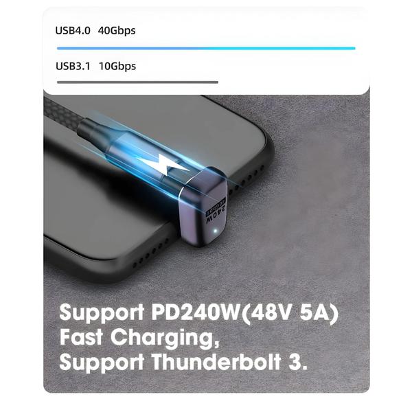 Imagem de Adaptador USB-C de Alta Velocidade 40Gbps - 40W PD, 8K@60Hz - Conector Macho para Fêmea em U