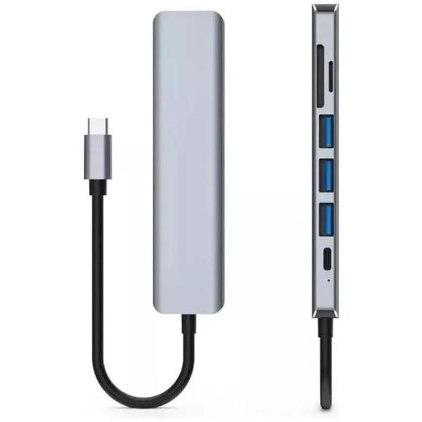 Adaptador Usb-C Hub 7 Em 1 - Hub Tipo C 7 Em 1 Imagem de Adaptador Usb-C Hub 7 Em 1