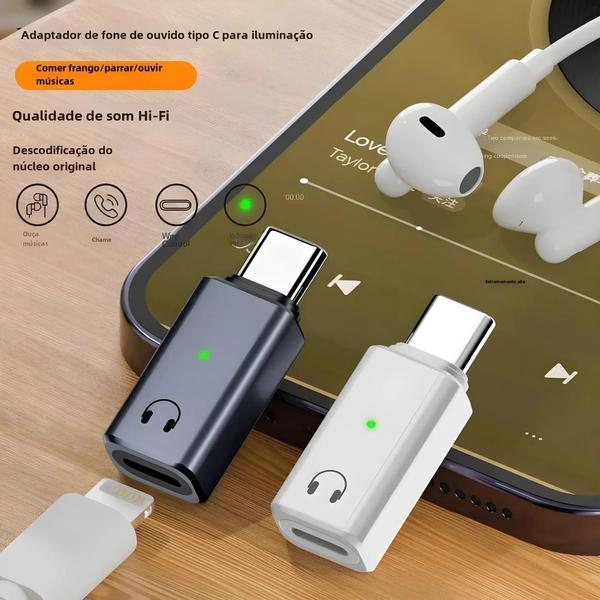 Imagem de Adaptador USB-C Macho para Fêmea - Conversor para Fones de Ouvido com Fio (Xiaomi, Huawei, Poco)