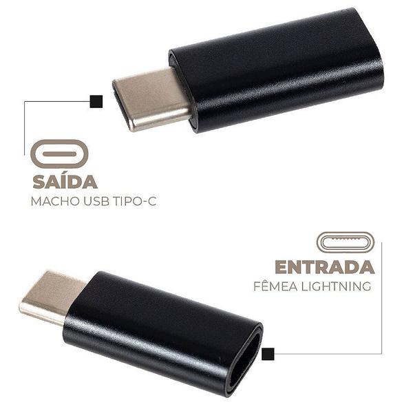 Imagem de Adaptador USB-C Macho Para Lightning Fêmea - Preto