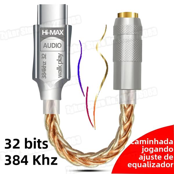 Imagem de Adaptador USB-C para 3,5mm HiFi DAC - Amplificador e Decodificador de Áudio