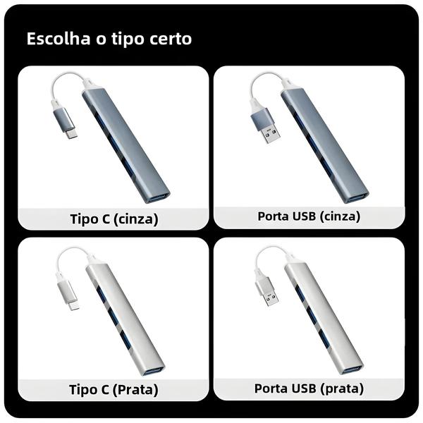 Adaptador USB-C para 4 Portas USB 3.1 - Hub Multidivisor para Xiaomi e Lenovo Imagem de Adaptador USB-C para 4 Portas USB 3.1 - Hub Multidivisor para Xiaomi e Lenovo