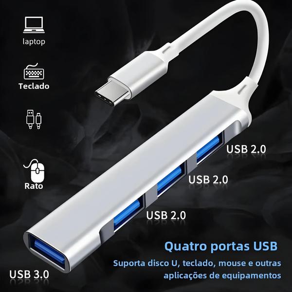 Adaptador USB-C para 4 Portas USB 3.1 - Hub Multidivisor para Xiaomi e Lenovo Imagem de Adaptador USB-C para 4 Portas USB 3.1 - Hub Multidivisor para Xiaomi e Lenovo