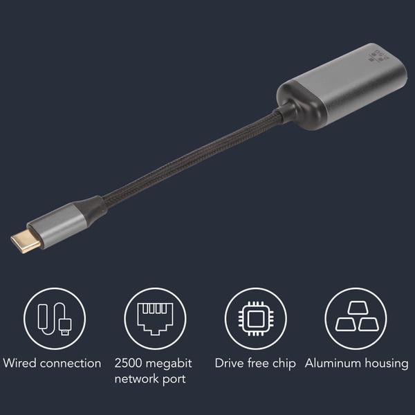 Imagem de Adaptador USB C para Ethernet Acogedor 2,5 Gbps para Windows, Android