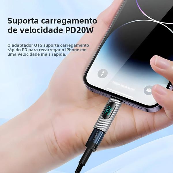 Imagem de Adaptador USB C Para Lightning De Carregamento Rápido PD 20W OTG Display Converter Para iPhone 15 14