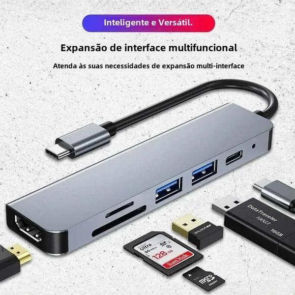 Imagem de Adaptador USB-C para Macbook - 4K HDMI, Thunderbolt 3, USB 3.0, Leitor de Cartões TF/SD e PD