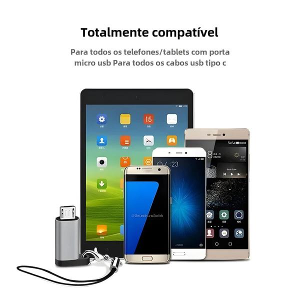 Imagem de Adaptador USB-C para Micro/Mini USB - Conversor para iPhone 14/13, Xiaomi e Samsung