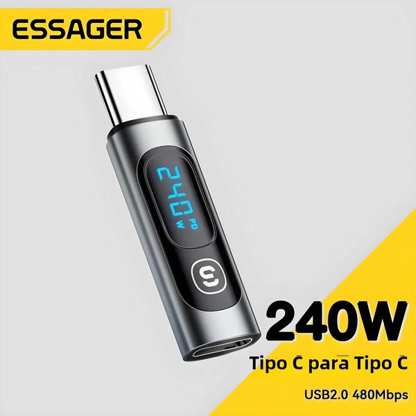 Imagem de Adaptador USB-C para Tipo-C OTG com Carregamento Rápido 240W - Conector de Exibição para Samsung e Xiaomi