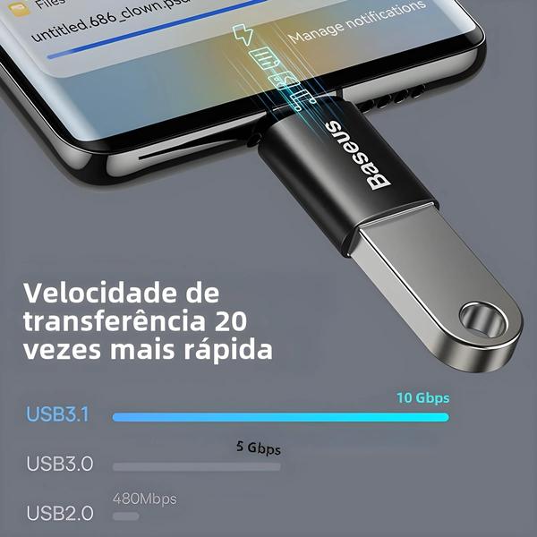 Imagem de Adaptador USB-C para USB 3.1 OTG - Conversor para Macbook, Samsung S20/S10 e outros