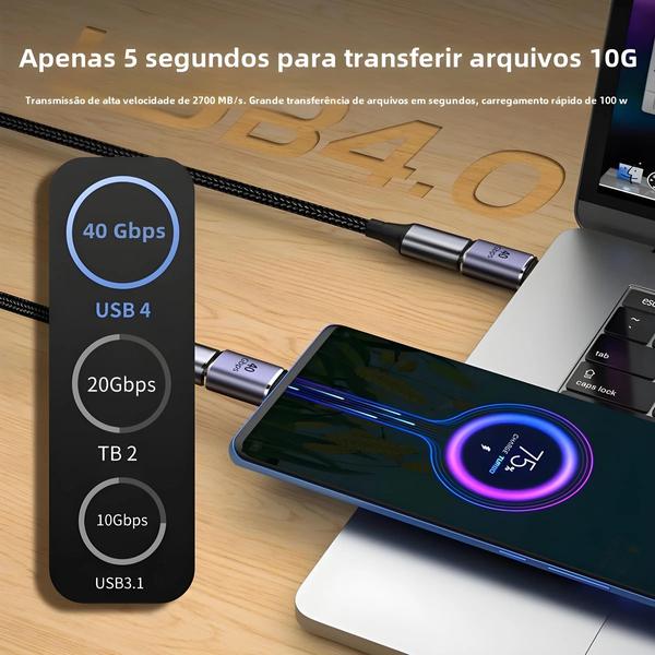 Imagem de Adaptador USB-C PD 100W 5A - Carregamento Rápido com USB 4.0 (40Gbps, 8K)