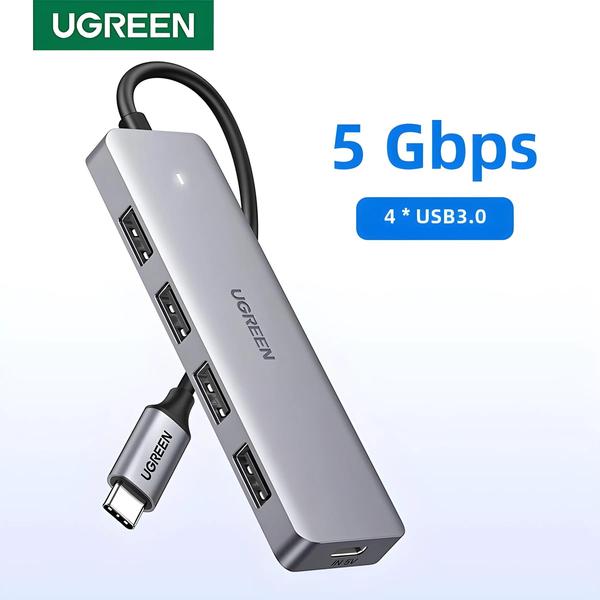 Imagem de Adaptador USB-C Ugreen 4 Portas USB 3.0 - Compatível com Macbook, iPad Pro e Samsung Galaxy