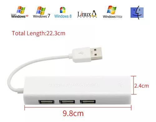 Imagem de Adaptador Usb Cabo De Rede Internet + 3 Portas Usb LE-4102