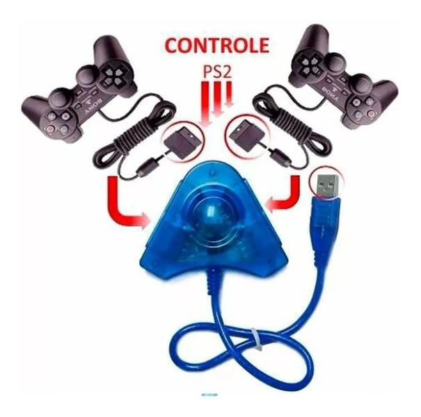 Imagem de Adaptador Usb Duplo Para Controles Ps2 E Ps1 Novo 