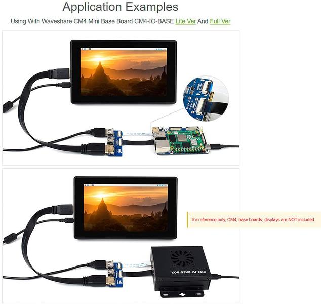 Imagem de Adaptador USB HDMI waveshare CM4-IO-BASE com 2 USB 2.0 e 1 HDMI