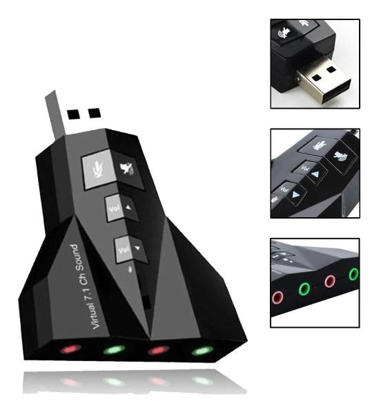 Imagem de Adaptador USB Placa de Som 7.1 Note PC 2 Microfones 2 Fones