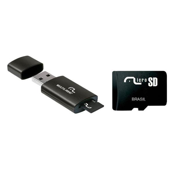 Imagem de Adaptador USB + SD Multilaser Smarto GO Classe 4 8GB MC120