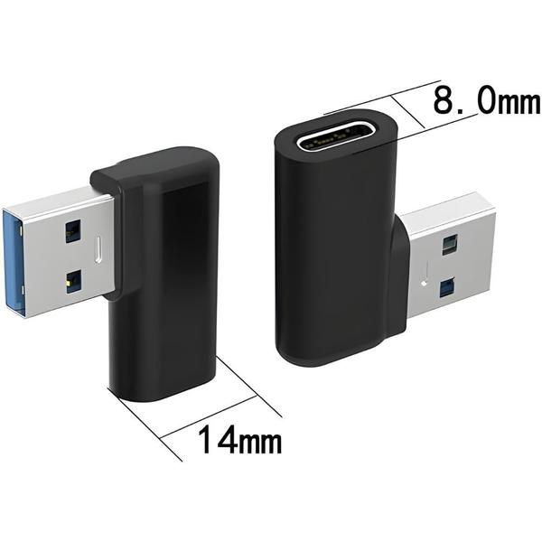 Imagem de Adaptador USB Tipo C Fêmea para USB 3.0 Macho Curva 90