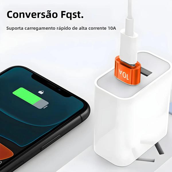 Imagem de Adaptador USB Tipo C para USB 3.0 (10A) - Conversor OTG para MacBook, iPad, Huawei, Xiaomi e Samsung